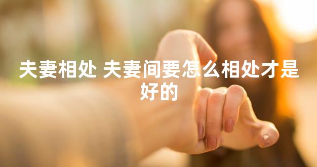 夫妻相处 夫妻间要怎么相处才是好的